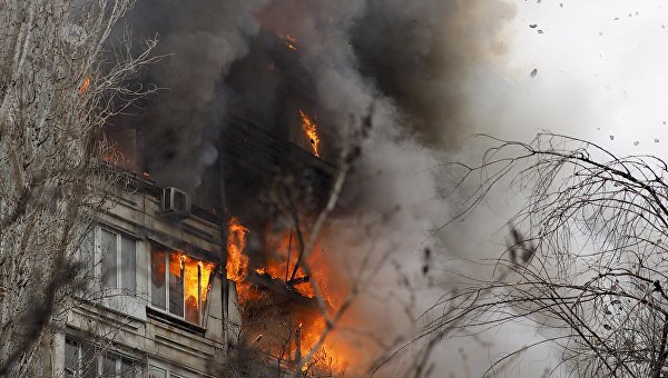 Пожар в трехэтажном доме в Одессе 