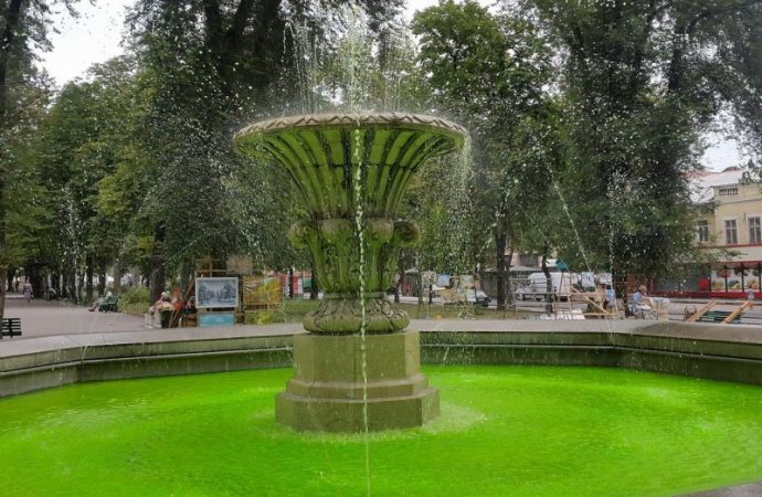 Соборка стала красивее: шутники покрасили воду в фонтане (ФОТО)