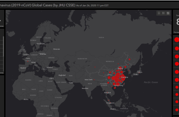 Поширення коронавірусу у світі можна відслідковувати за допомогою онлайн-карти