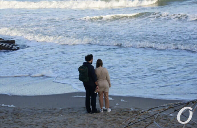 Зимнее море в Одессе, пара