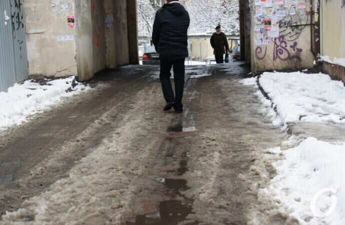 дорога, снег, прохожий