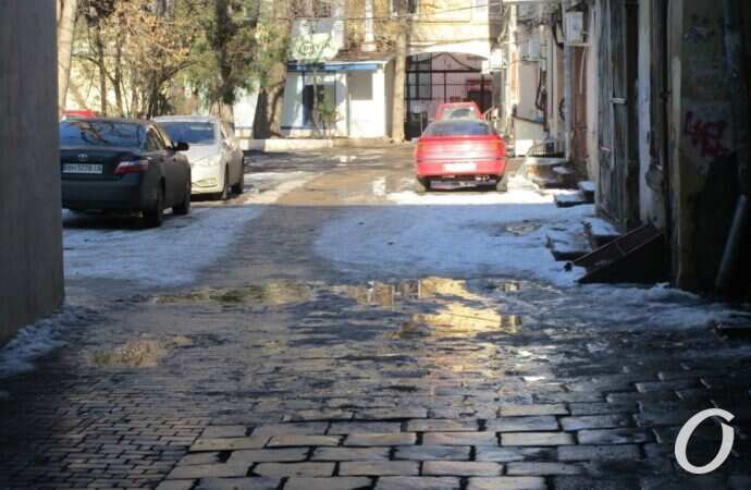 Оттепель в Одессе, брусчатка