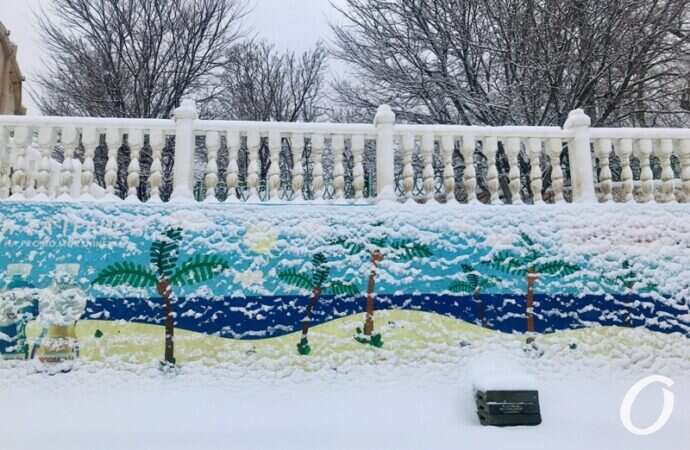 Аркадия в снегу, забор