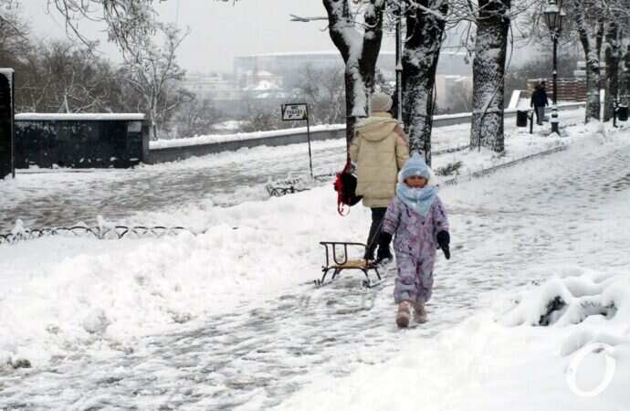 зима в центре Одессы, Приморский бульвар