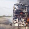 На трассе Одесса – Киев сгорел дотла пассажирский автобус (видео)