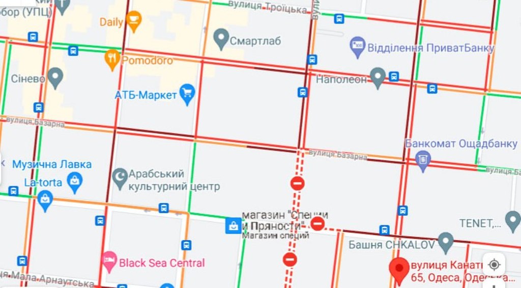 Пробки в Одессе 23 ноября, центр