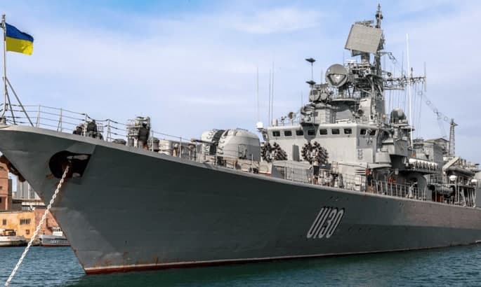 Флагман українського флоту фрегат “Гетьман Сагайдачний” затоплено у Миколаєві