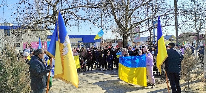 Оккупированная Голая Пристань, проукраинский митинг