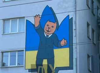 Одеські коти-патріоти: на фасаді гуртожитку оселився вусатий «випускник» (фото)