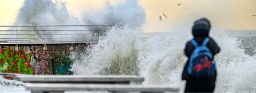 Волнорізи, чайки та величезні хвилі: фотограф зняв шторм на одеському узбережжі (ФОТО)
