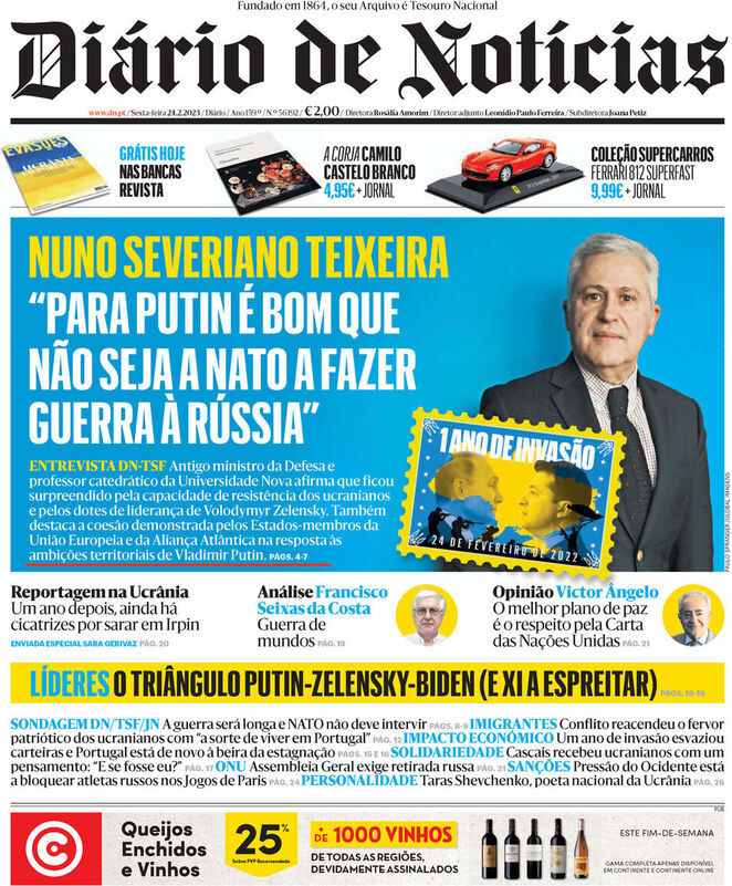 обложка португальской газеты на год войны