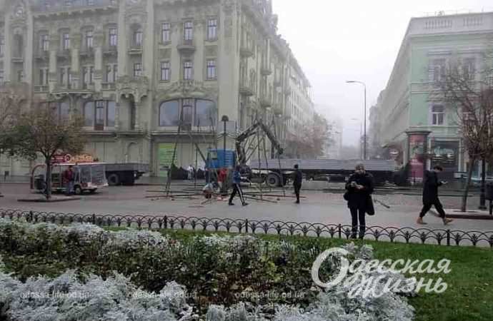Одесса, монтаж главной елки, 2 декабря 2023