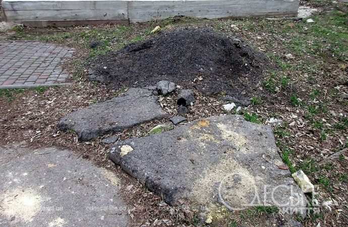 Сквер Регенсбург в Одессе, камни, мусор