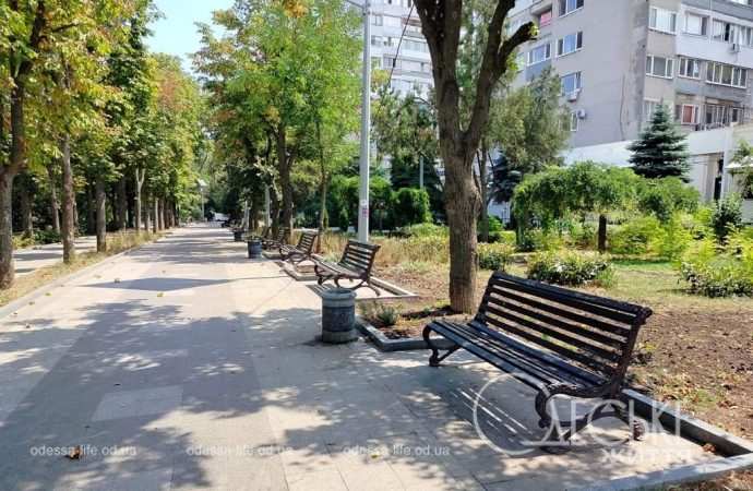 Бульвар Жванецкого: скамейки