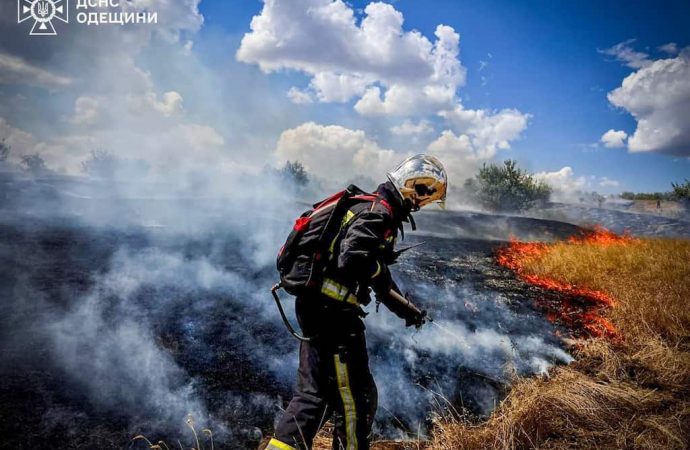 Понад 10 пожежників борються з вогнем на полях фільтрації