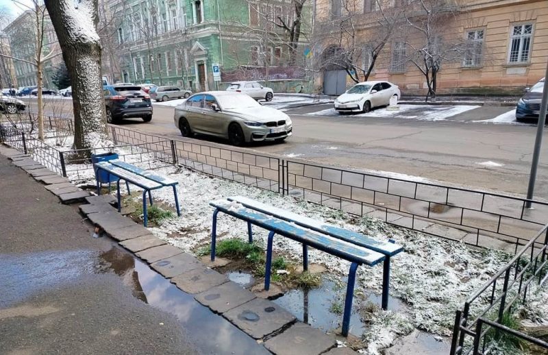Февраль в Одессе, гололед