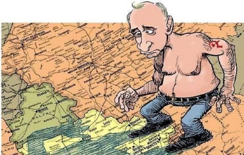 Карикатура на захват территорий путиным