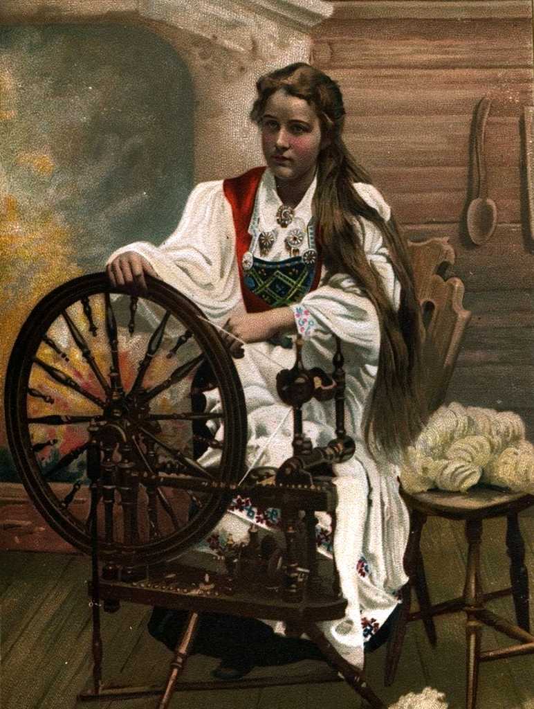 дівцина та ткацький станок