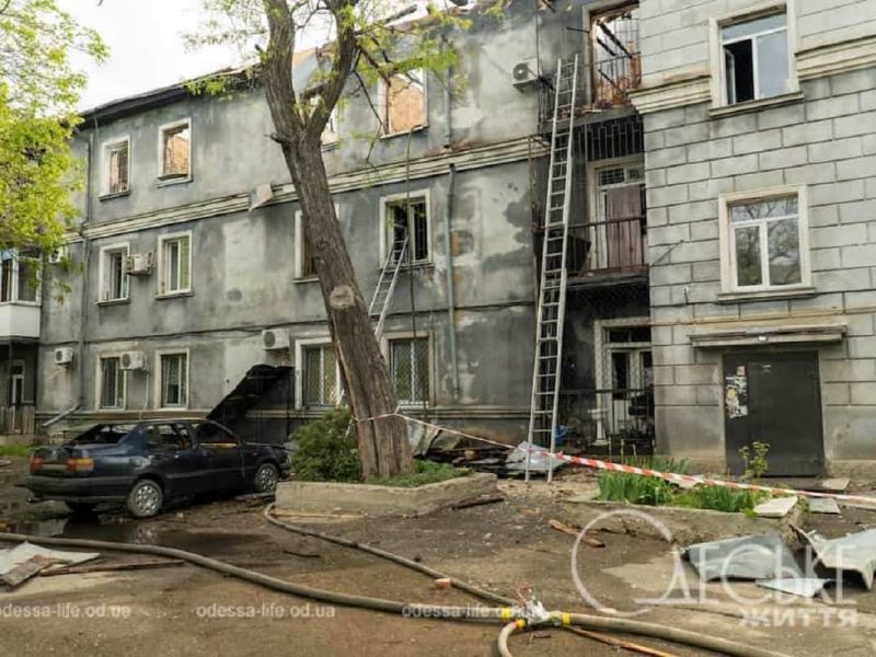 Дом на Скосной в Одессе после дроновой атаки