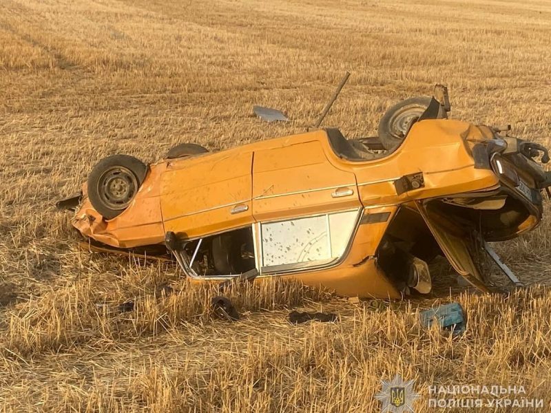В поле на Одесчине перевернулся ВАЗ