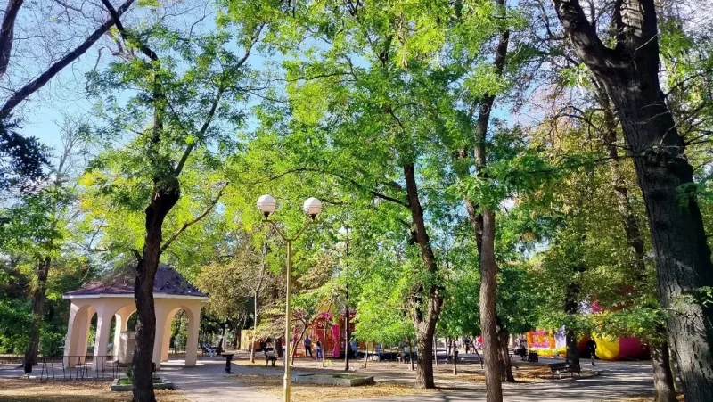 Сентябрь в сквере Мечникова, у бювета
