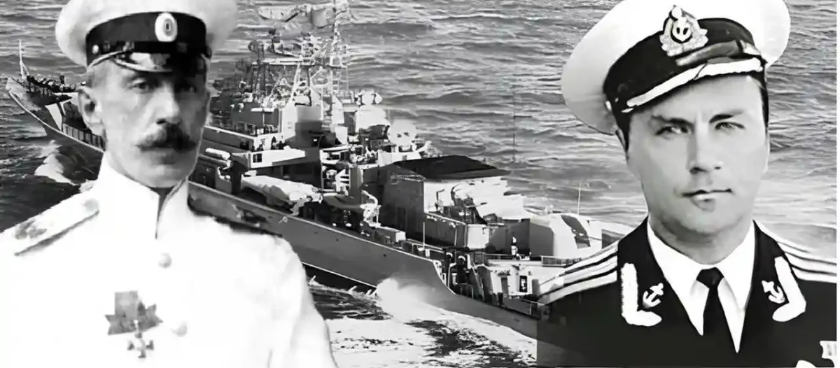 Два Сабліних на фоні корабля