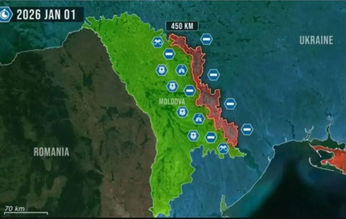 Карта що ілюструє неправдиву новину про блокаду Приднистров'я