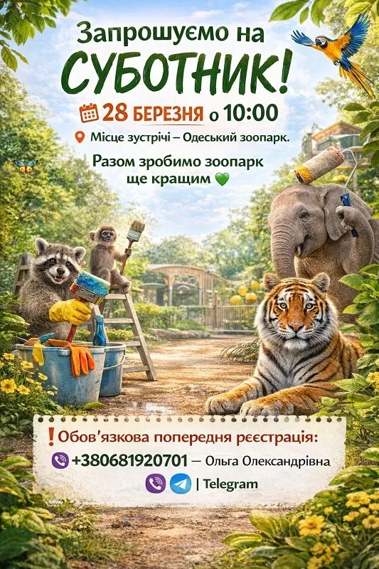 Одесский зоопарк снова приглашает на субботник