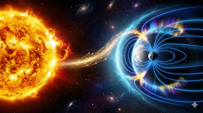 Взаимодействие солнечного ветра с магнитным полем Земли во время магнитной бури