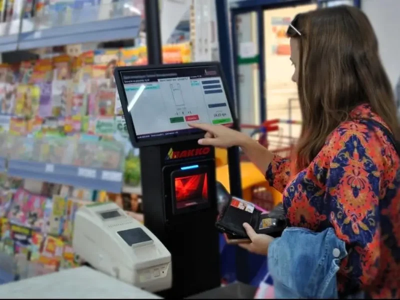 Покупець на касі самообслуговування