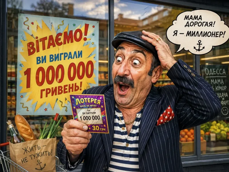 Одессит выиграл миллион - шуточная иллюстрация от ИИ