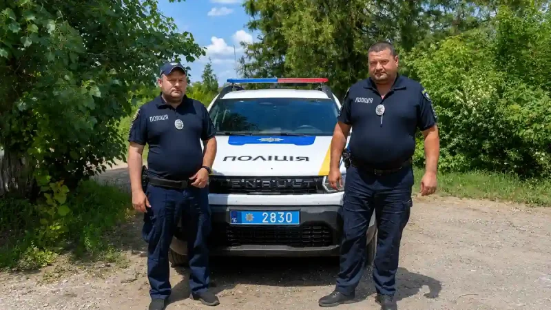 Офіцери поліції Буджакської громади Іван Михайлов і Сергій Капталан
