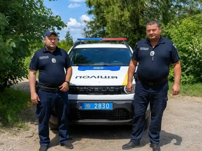 Офіцери поліції Буджакської громади Іван Михайлов і Сергій Капталан
