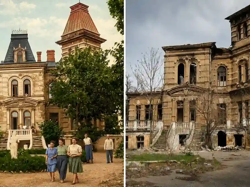 Дача Докса до та після руйнування