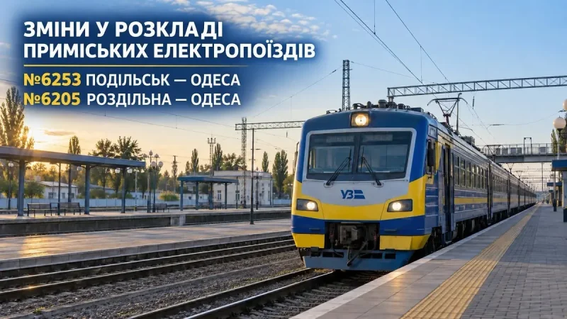 Две электрички из Раздельной в Одессу изменят расписание